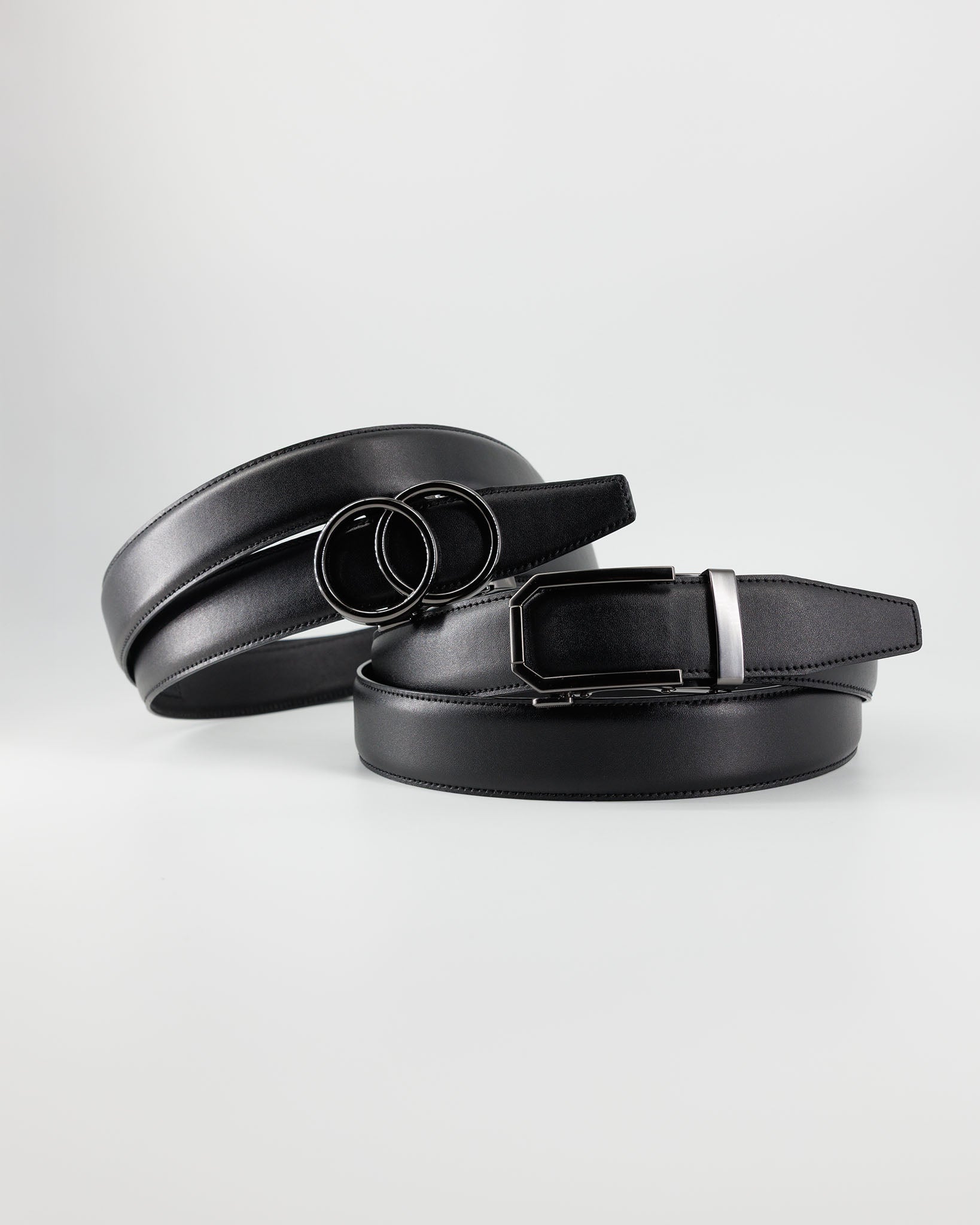 Base Love-pakke med sort læderbælte til dame og herre i full-grain læder